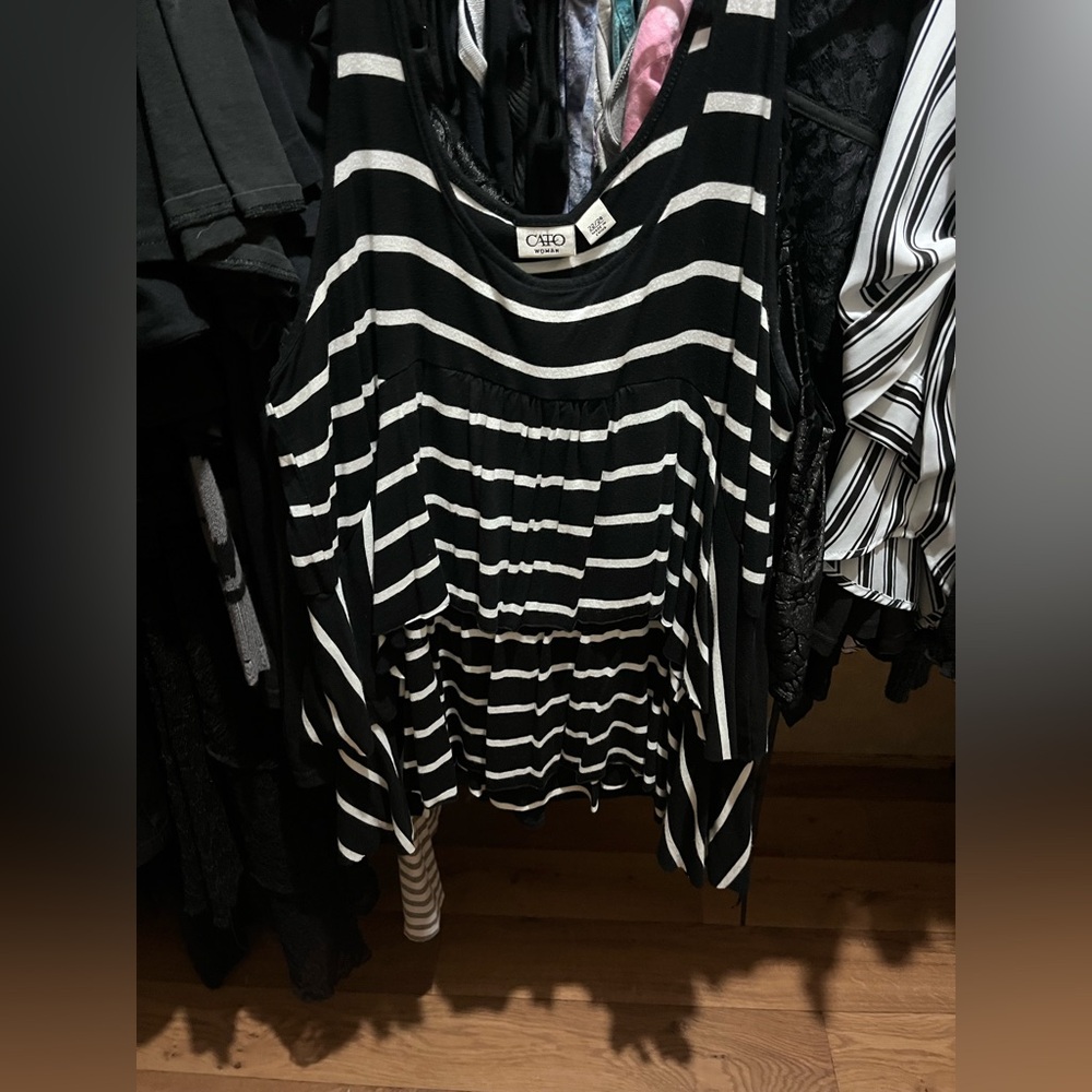 Cato Black and White Striped Tank Top